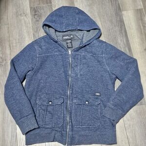 O'Neill Hoodie Mens L Sherpa Fleece Lined Full‎ Zip Sweatshirt Shacket Coat Blue